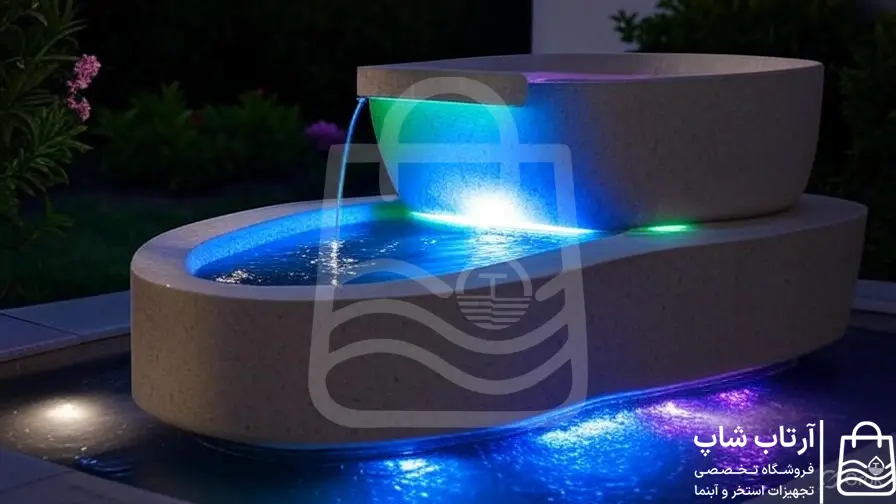 آبنمای مدرن با نورپردازی