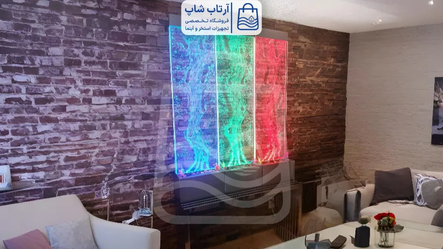 نورپردازی آبنمای شیشه ای و حبابی | 10 ایده خلاقانه مدرن نورپردازی آبنما