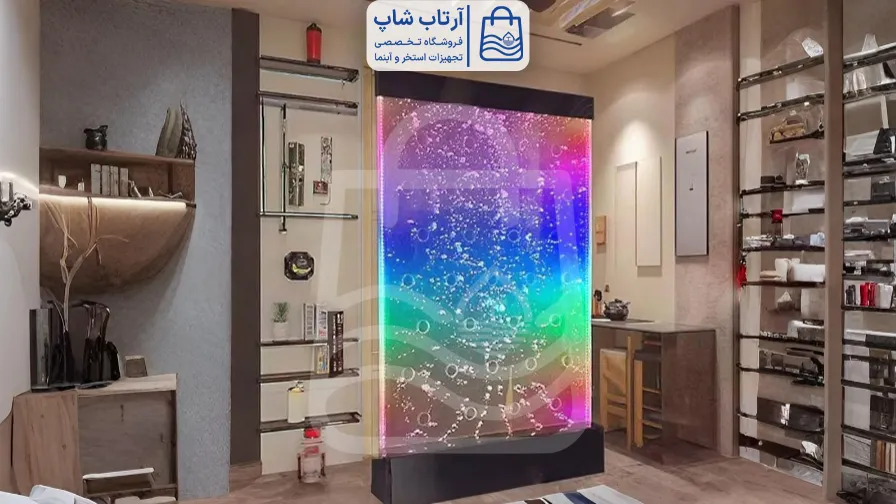 نورپردازی آبنمای شیشه ای و حبابی | 10 ایده خلاقانه مدرن نورپردازی آبنما